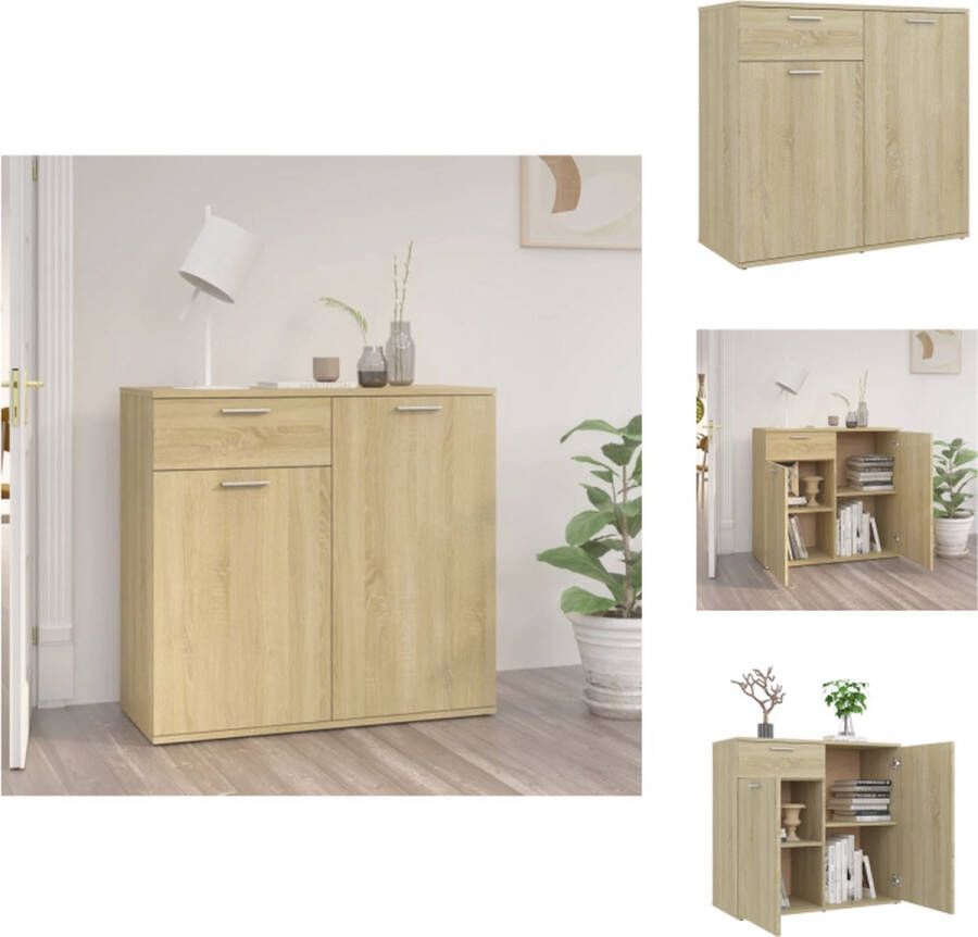 VidaXL Dressoir Dressoirs Zijkast Zijkasten Dressoir 80x36x75 cm bewerkt hout sonoma eikenkleurig - Foto 2