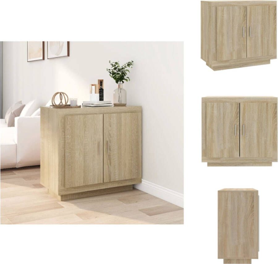 VidaXL Dressoir Dressoirs Kast Met Deuren Dressoir 80x40x75 cm bewerkt hout sonoma eikenkleurig - Foto 2
