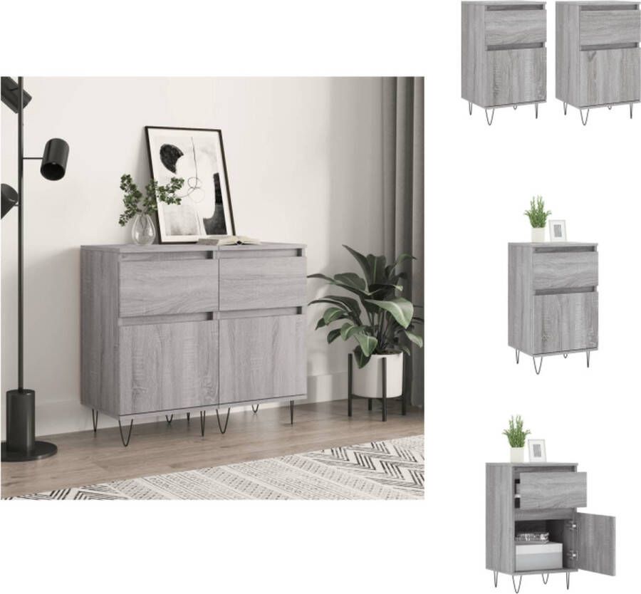 VidaXL Dressoir Dressoirs Opbergkast Wandkast Dressoirs 2 st 40x35x70 cm bewerkt hout grijs sonoma - Foto 2