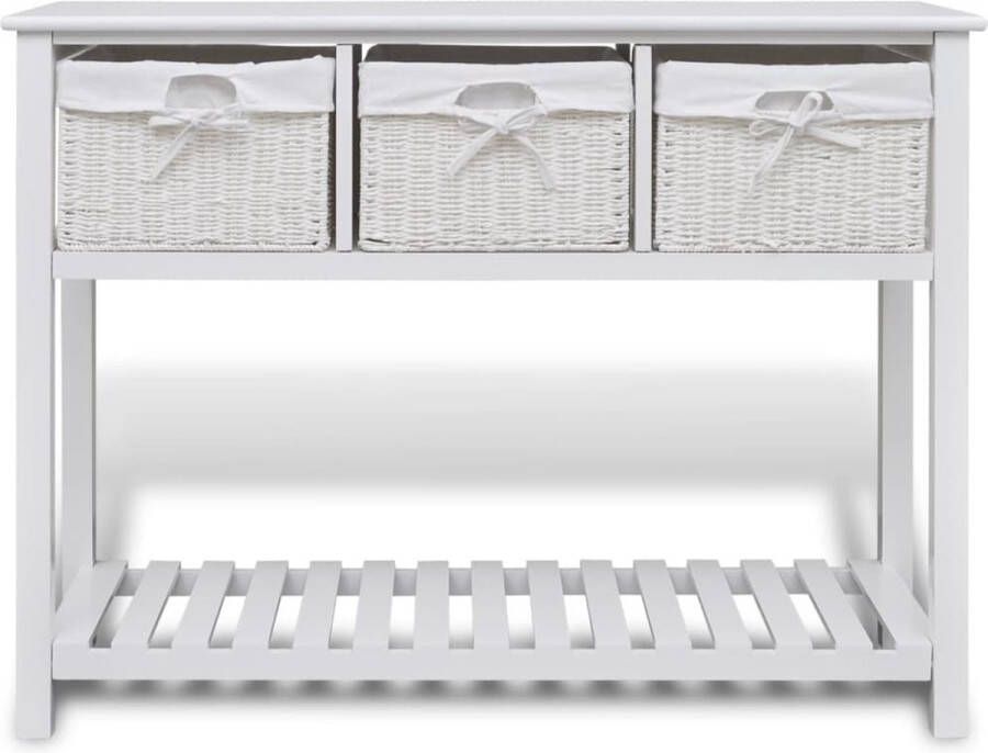 VidaXL Dressoir Wit Inclusief Geweven Manden Dressoir Commode Opbergmeubel Wit Dressoir Landelijk Dressoir - Foto 2