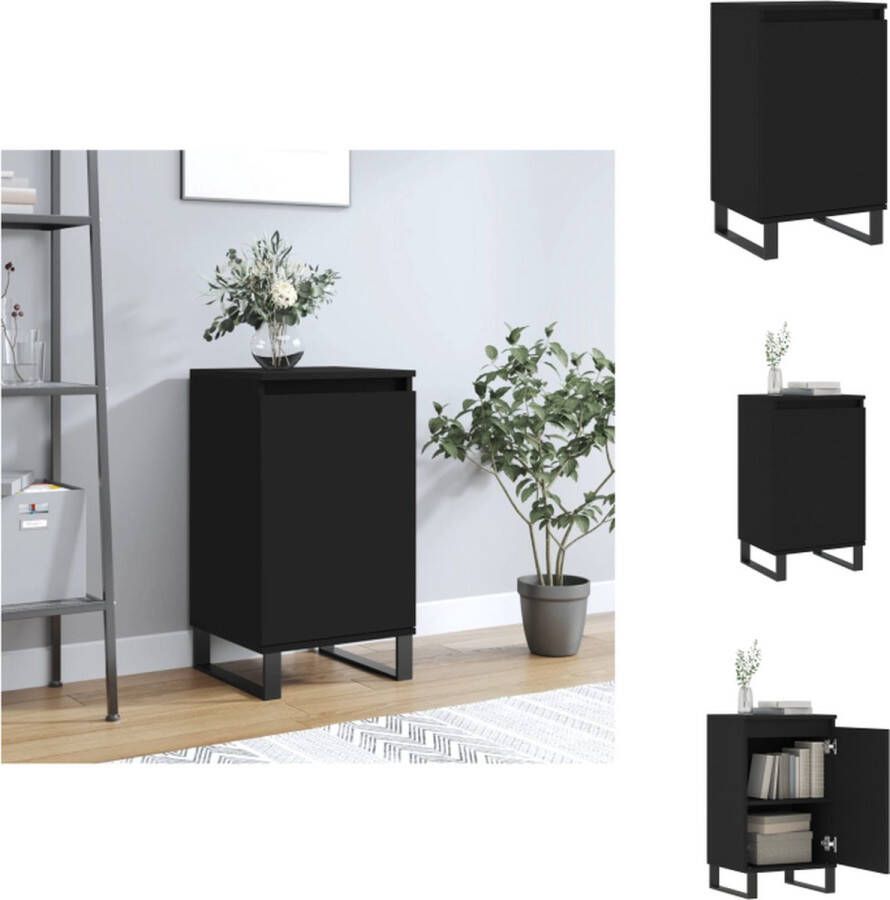 VidaXL Dressoir Zwart 40x35x70 cm Met deur en metalen poten Keukenkast