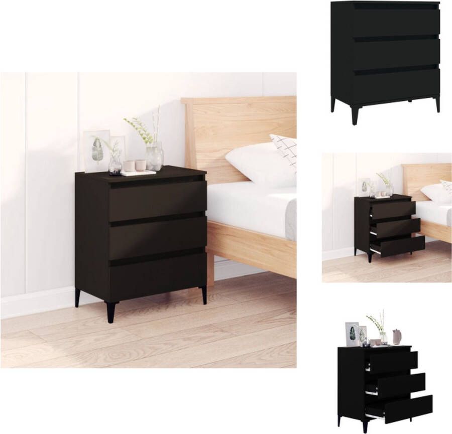 VidaXL Dressoir Dressoirs Kast Wandkast Dressoir 60x35x70 cm bewerkt hout zwart - Foto 2