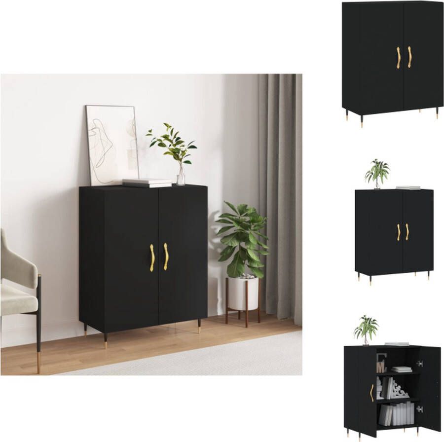 VidaXL Dressoir Zwart 69.5 x 34 x 90 cm Bewerkt hout en metaal Montage vereist Keukenkast