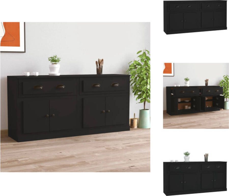 VidaXL Dressoir Zwart 70 x 35.5 x 67.5 cm Bewerkt hout Set van 2 Keukenkast