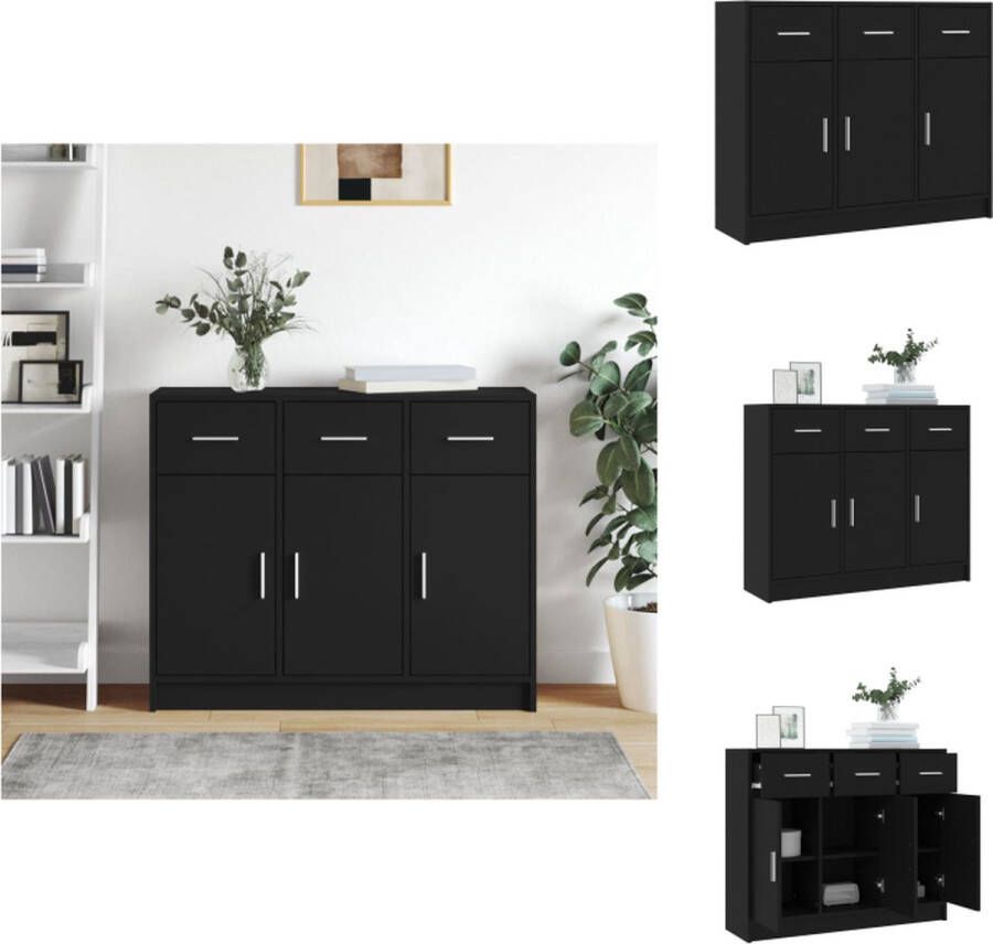 VidaXL Dressoir Dressoirs Opbergkast Buffet Dressoir 91x28x75 cm bewerkt hout zwart
