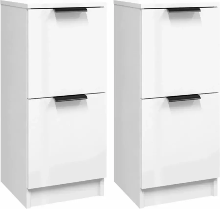 VidaXL -Dressoirs-2-st-30x30x70-cm-bewerkt-hout-hoogglans-wit - Foto 5
