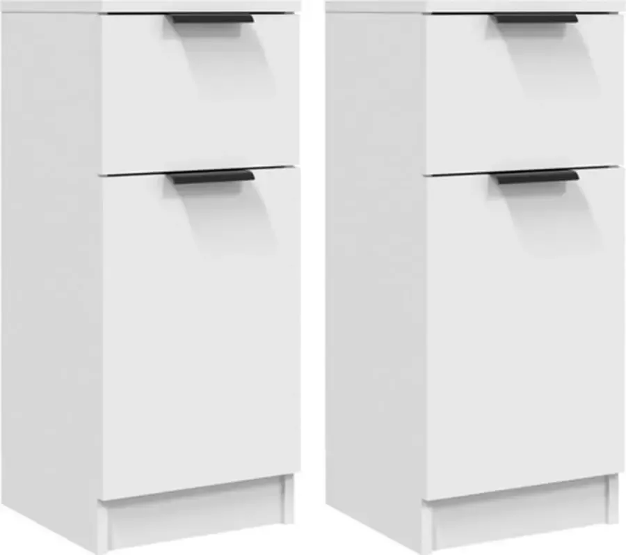 VidaXL Dressoirs 2 Stuks Wit Hout 30x30x70 cm Dressoir Meubel Houten Dressoir Wit Dressoir Opbergkast - Foto 3