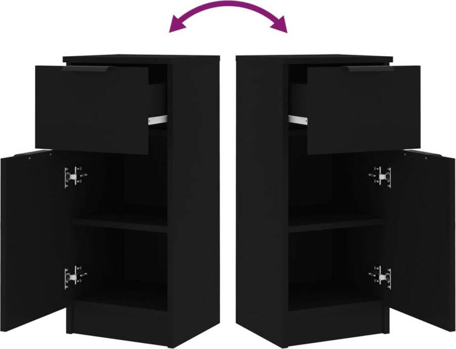 VidaXL -Dressoirs-2-st-30x30x70-cm-bewerkt-hout-zwart - Foto 4
