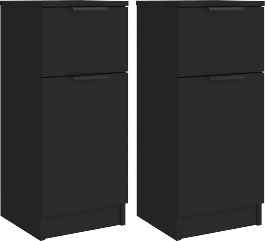 VidaXL -Dressoirs-2-st-30x30x70-cm-bewerkt-hout-zwart - Foto 2