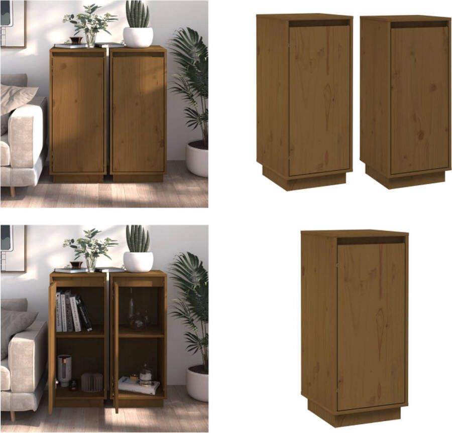 VidaXL Dressoirs 2 st 31-5x34x75 cm massief grenenhout honingbruin Dressoir Dressoirs Buffetkast Opbergkast - Foto 2