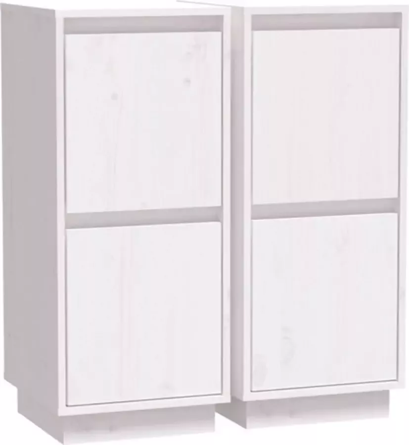 VidaXL -Dressoirs-2-st-31 5x34x75-cm-massief-grenenhout-wit - Foto 3