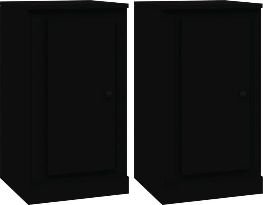 VidaXL -Dressoirs-2-st-37 5x35 5x67 5-cm-bewerkt-hout-zwart - Foto 1