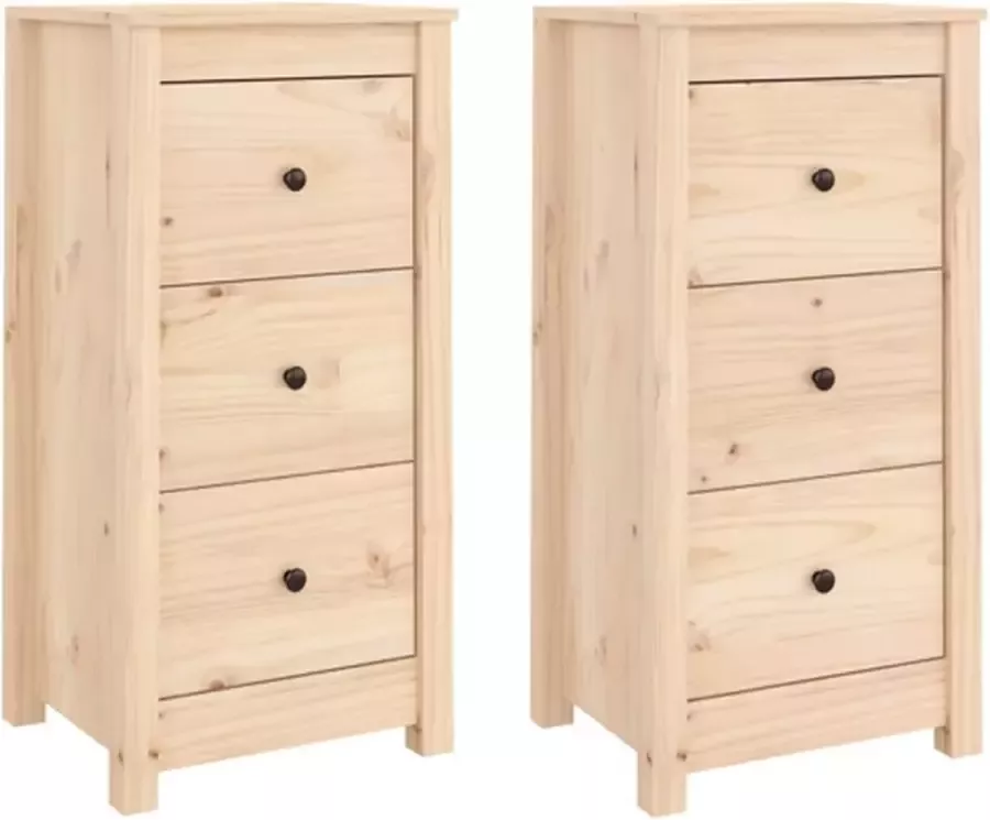 VidaXL -Dressoirs-2-st-40x35x80-cm-massief-grenenhout - Foto 2