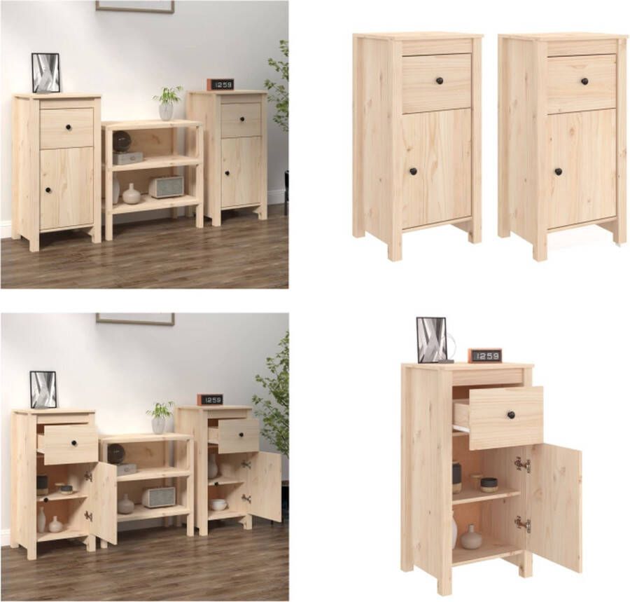 VidaXL Dressoirs 2 st 40x35x80 cm massief grenenhout Dressoir Dressoirs Kast Nachtkastje Opbergkast