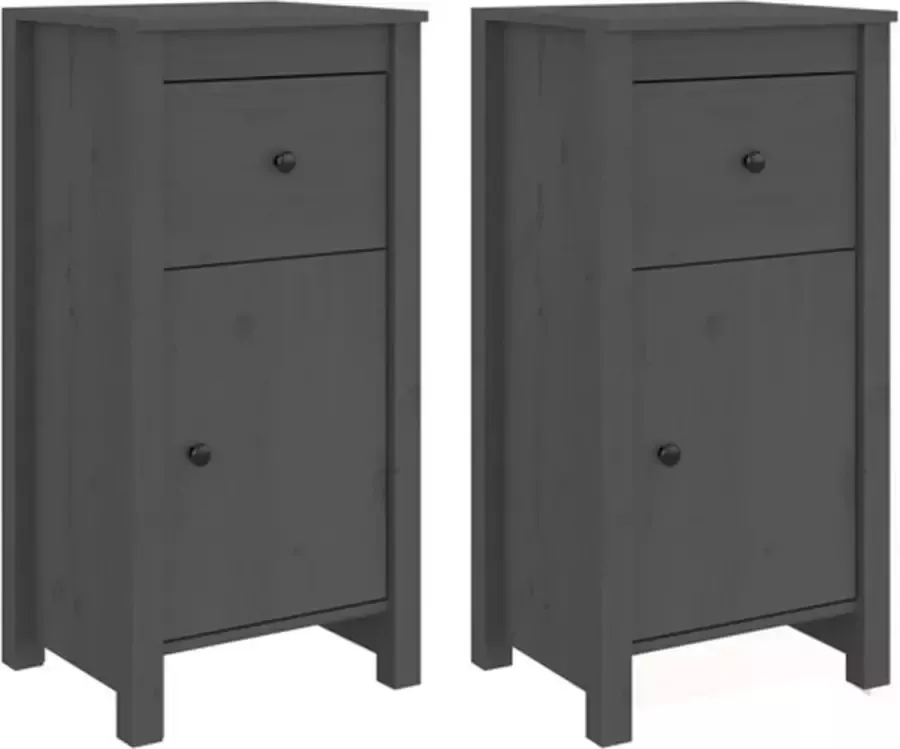 VidaXL -Dressoirs-2-st-40x35x80-cm-massief-grenenhout-grijs - Foto 3