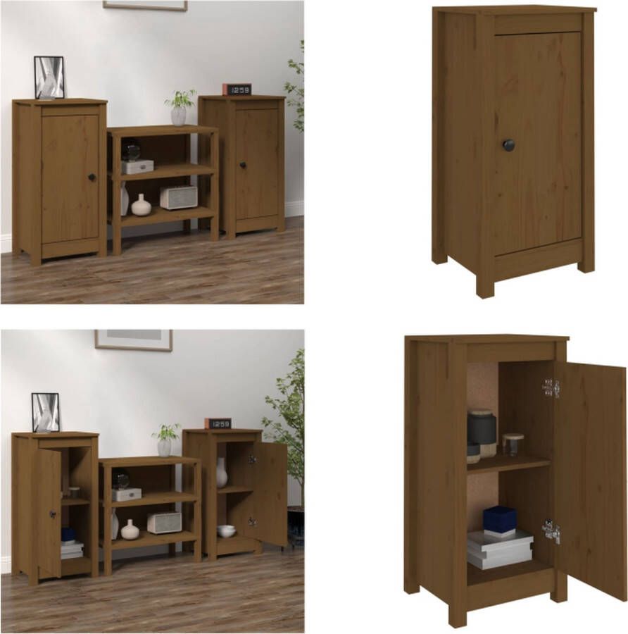 VidaXL Dressoirs 2 st 40x35x80 cm massief grenenhout honingbruin Dressoir Dressoirs Kast Wandkast - Foto 3