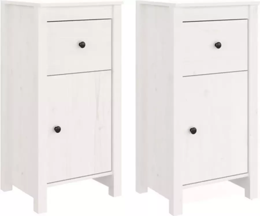 VidaXL -Dressoirs-2-st-40x35x80-cm-massief-grenenhout-wit - Foto 8