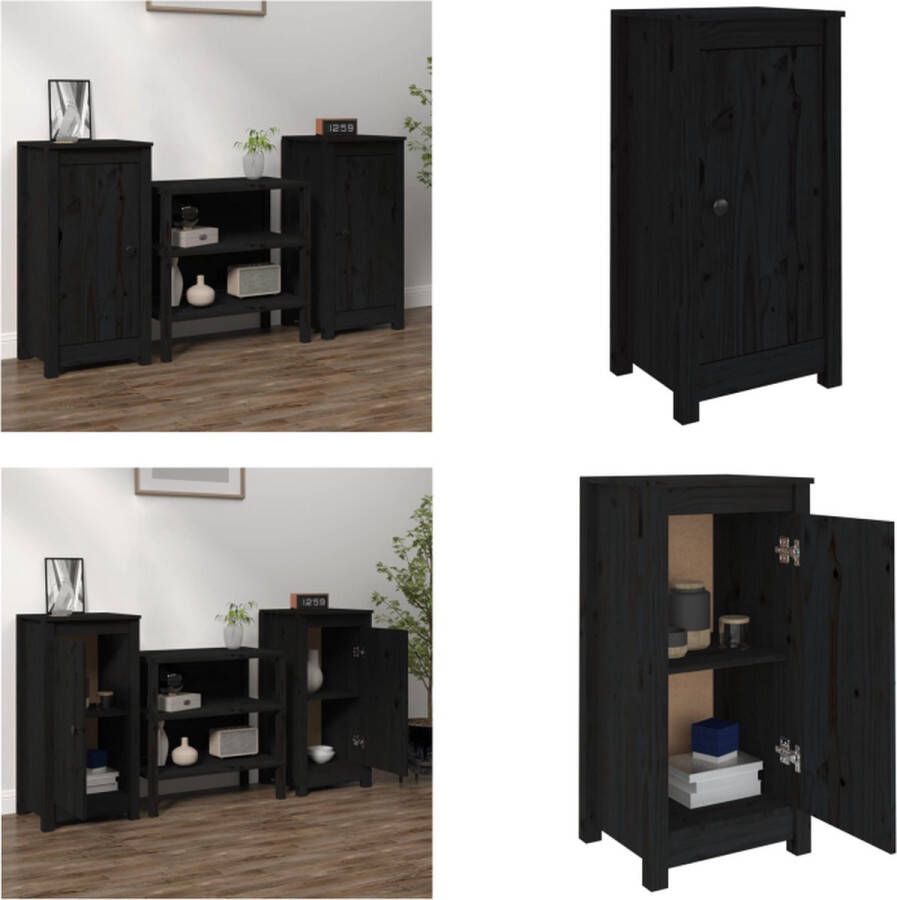 VidaXL Dressoirs 2 st 40x35x80 cm massief grenenhout zwart Dressoir Dressoirs Kast Wandkast - Foto 2