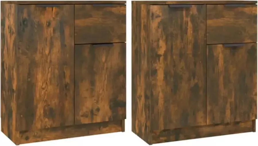 VidaXL Dressoir Set Gerookt Eiken 60x30x70 cm Dressoir Minimalistisch Houten Dressoir Vintage Dressoir Tv Meubel - Foto 3