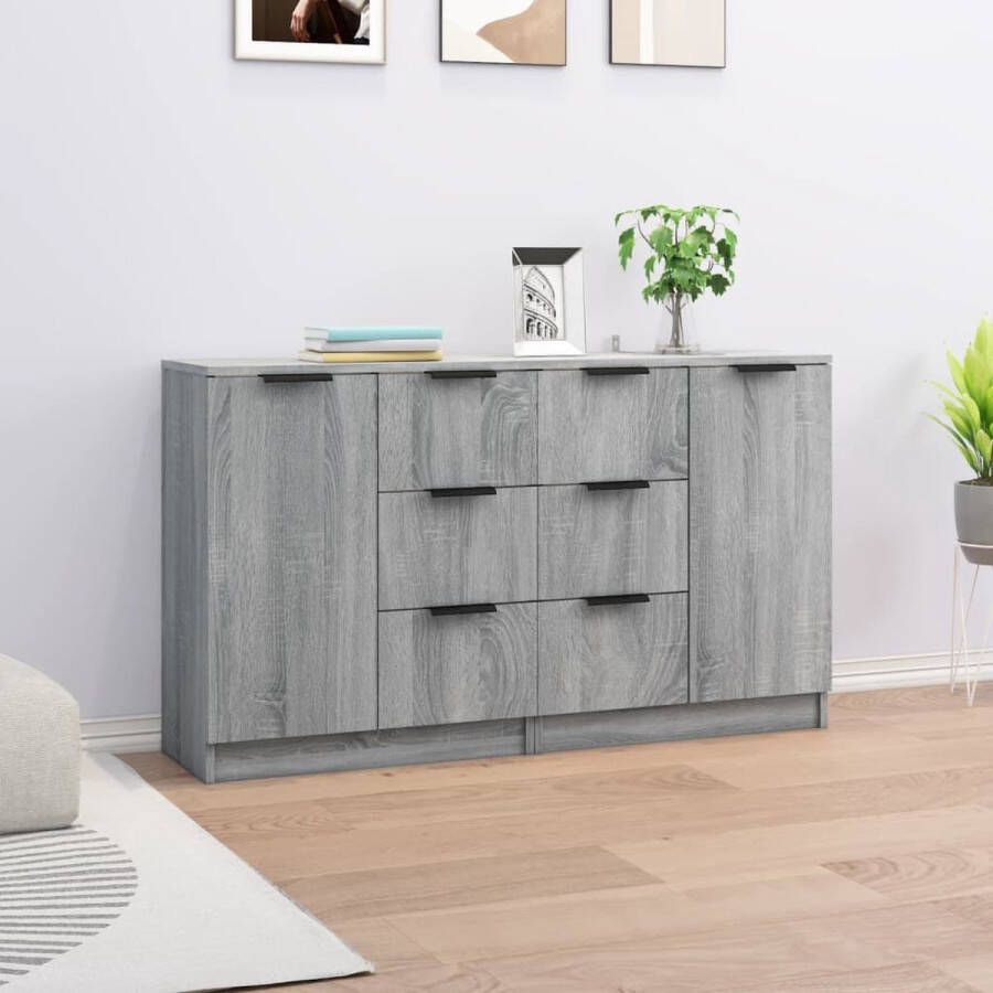 VidaXL -Dressoirs-2-st-60x30x70-cm-bewerkt-hout-grijs-sonoma-eikenkleur - Foto 2