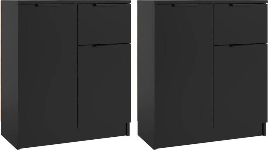 VidaXL -Dressoirs-2-st-60x30x70-cm-bewerkt-hout-zwart - Foto 2
