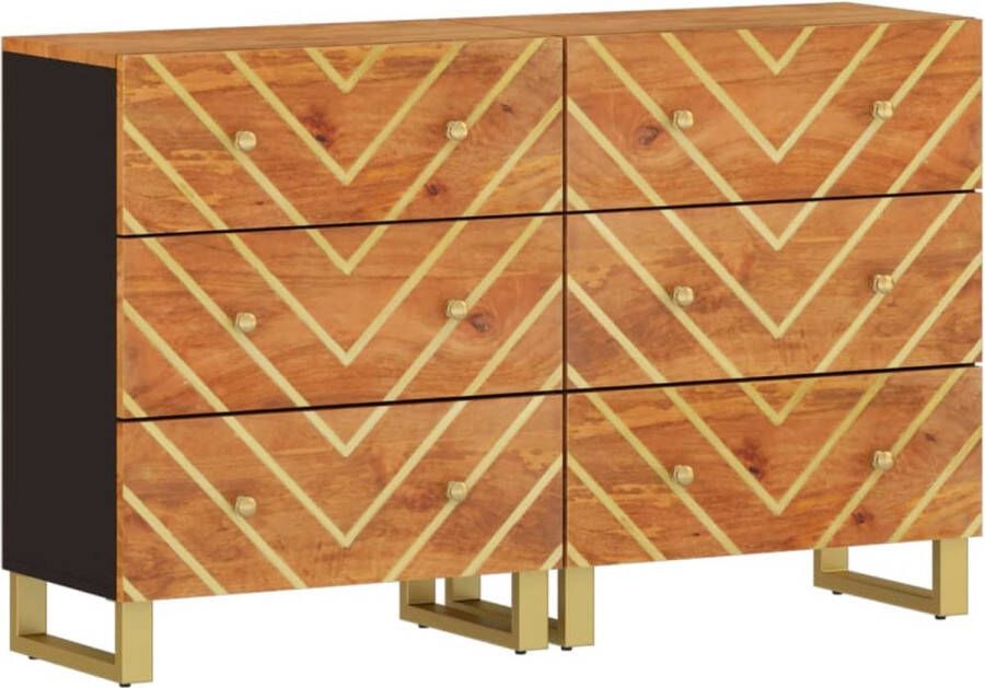 VidaXL Bijzetkasten Mangohout 60x33 5x75 cm 2 st Dressoir Mango Wood Furniture Houten Dressoir Vintage Dressoir Salontafel - Foto 2