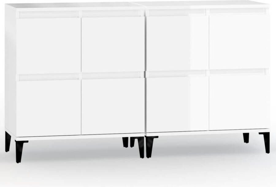 VidaXL -Dressoirs-2-st-60x35x70-cm-bewerkt-hout-hoogglans-wit