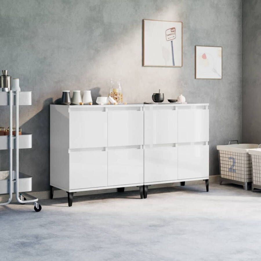 VidaXL -Dressoirs-2-st-60x35x70-cm-bewerkt-hout-hoogglans-wit - Foto 3