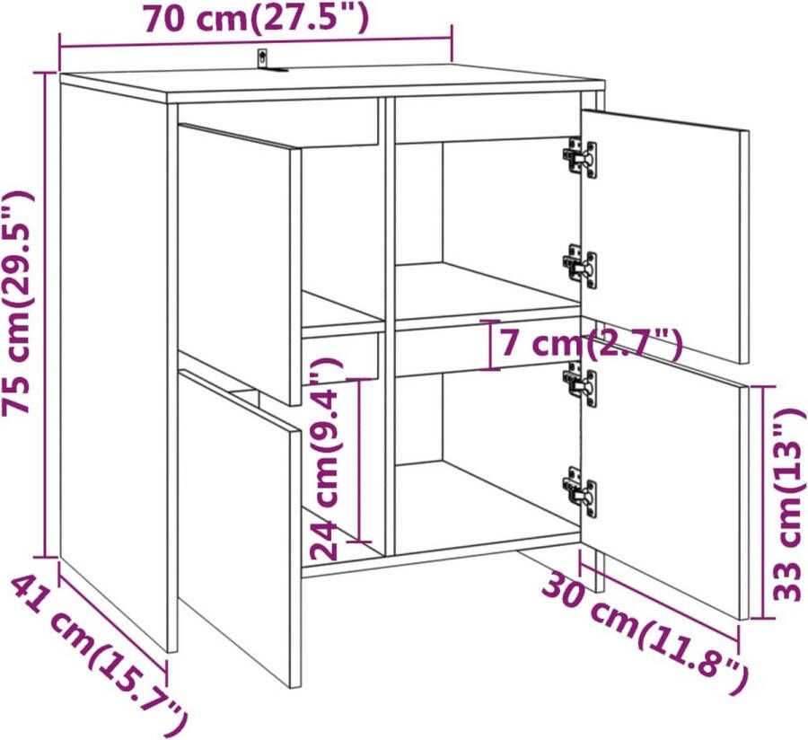 VidaXL -Dressoirs-2-st-70x41x75-cm-bewerkt-hout-wit - Foto 2