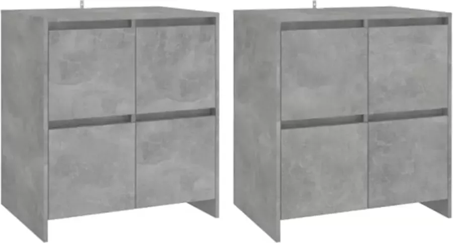 VidaXL -Dressoirs-2-st-70x41x75-cm-spaanplaat-betongrijs - Foto 2