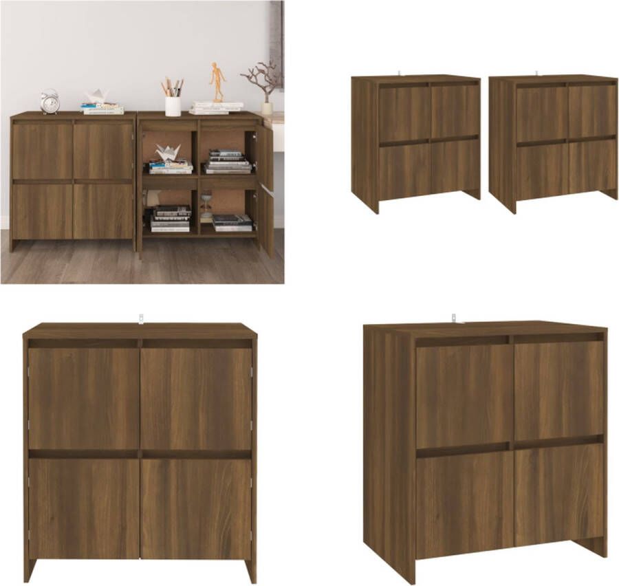 VidaXL Dressoirs 2 st 70x41x75 cm bewerkt hout bruin eikenkleur Dressoir Dressoirs Boekenkast Kast