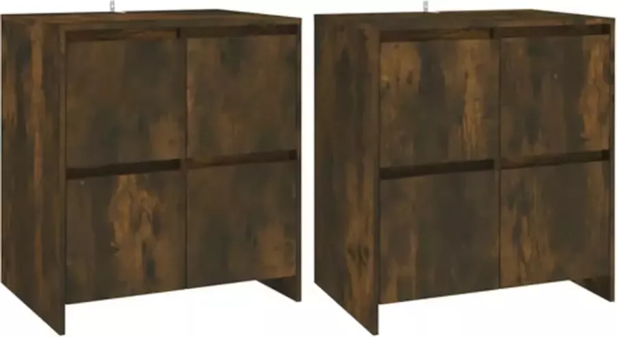 VidaXL Dressoirs 2 st 70x41x75 cm bewerkt hout gerookt eikenkleurig - Foto 5