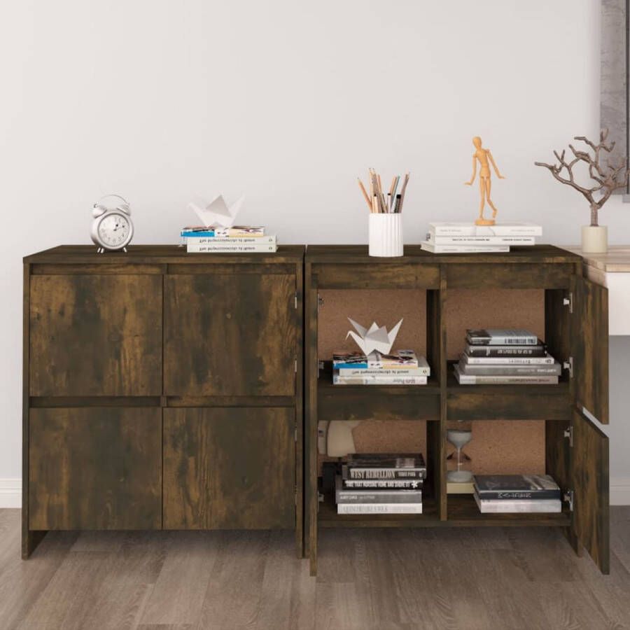 VidaXL Dressoirs 2 st 70x41x75 cm bewerkt hout gerookt eikenkleurig
