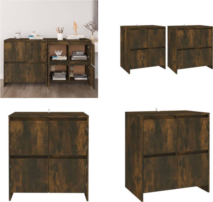 VidaXL Dressoirs 2 st 70x41x75 cm bewerkt hout gerookt eikenkleurig Dressoir Dressoirs Boekenkast Kast