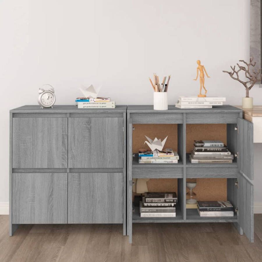 VidaXL -Dressoirs-2-st-70x41x75-cm-spaanplaat-grijs-sonoma-eikenkleurig