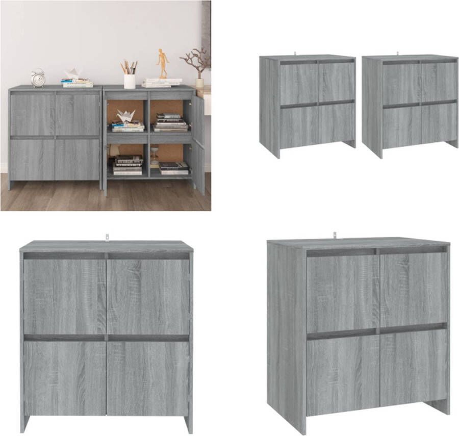 VidaXL Dressoirs 2 st 70x41x75 cm spaanplaat grijs sonoma eikenkleurig Dressoir Dressoirs Boekenkast Kast