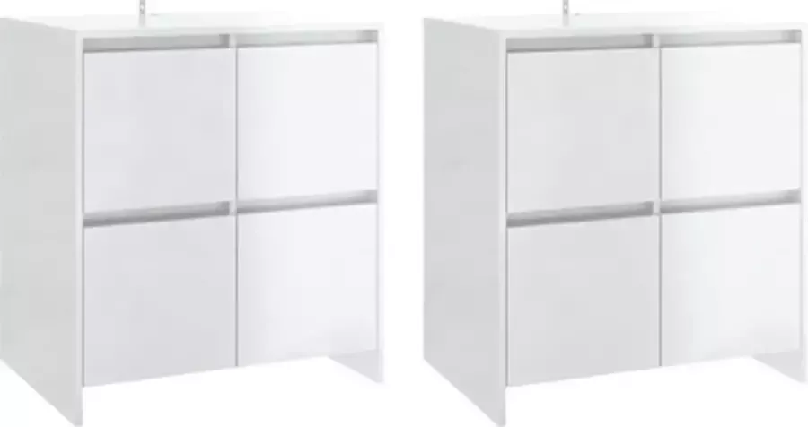 VidaXL -Dressoirs-2-st-70x41x75-cm-spaanplaat-hoogglans-wit - Foto 5