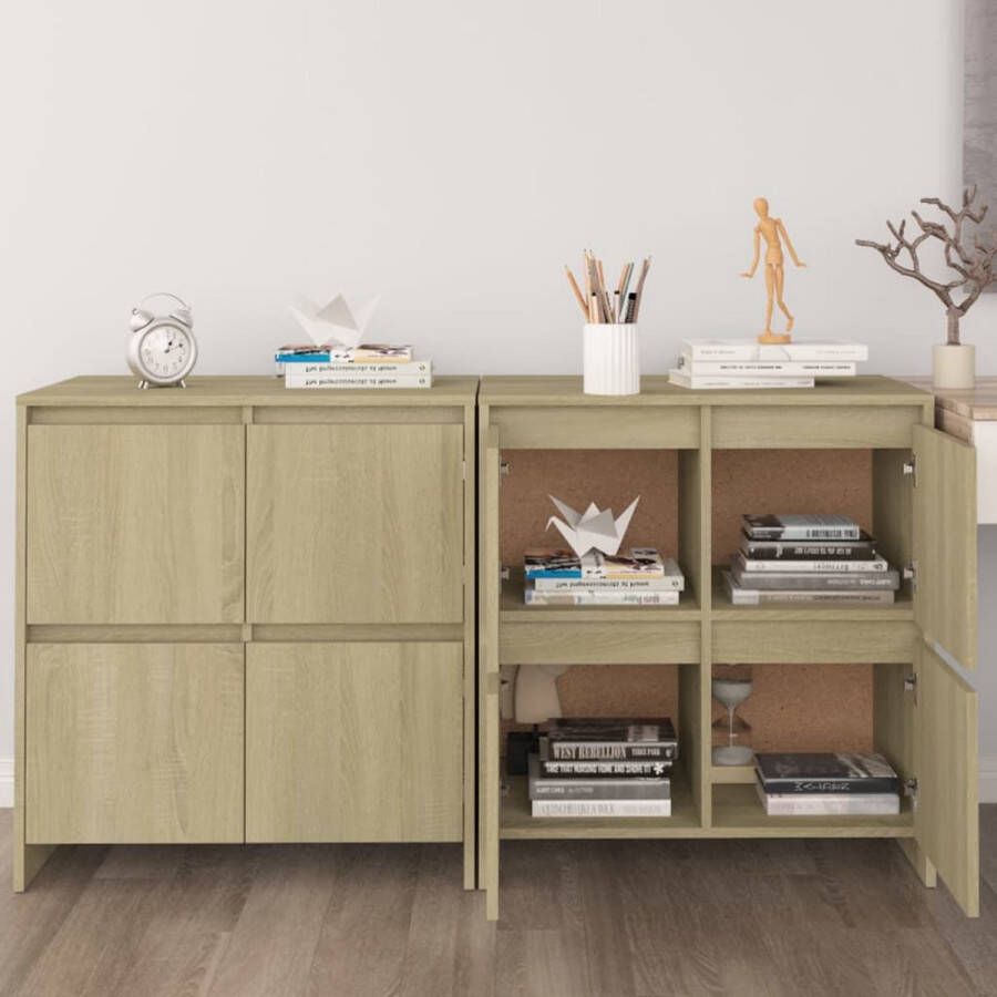 VidaXL Dressoirs 2 st 70x41x75 cm bewerkt hout sonoma eikenkleurig