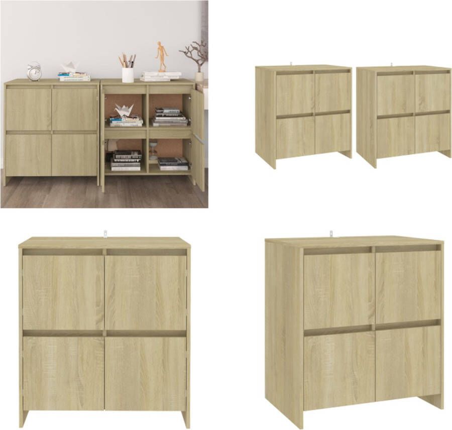 VidaXL Dressoirs 2 st 70x41x75 cm bewerkt hout sonoma eikenkleurig Dressoir Dressoirs Boekenkast Kast - Foto 2
