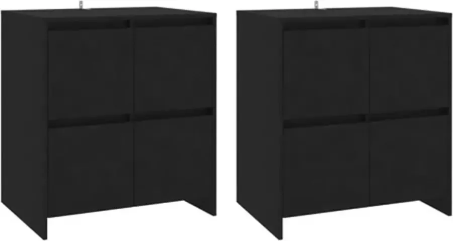 VidaXL Dressoirs 2 st 70x41x75 cm bewerkt hout zwart - Foto 2