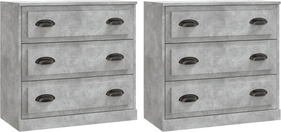 VidaXL -Dressoirs-2-st-bewerkt-hout-betongrijs - Foto 2