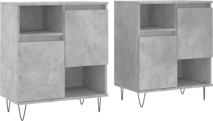 VidaXL -Dressoirs-2-st-bewerkt-hout-betongrijs - Foto 2