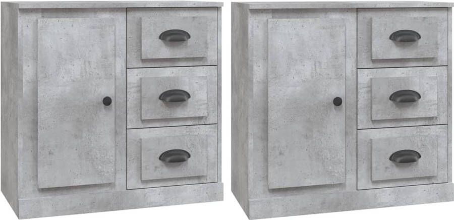 VidaXL -Dressoirs-2-st-bewerkt-hout-betongrijs - Foto 5