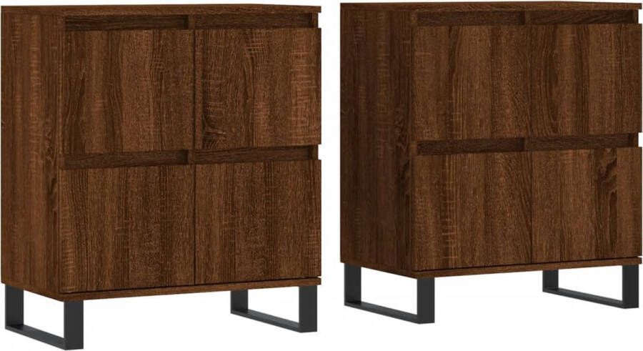 VidaXL Dressoirs Bruin Eiken Bewerkt Hout 2 Stuks Dressoir Houten Dressoir Vintage Dressoir Bruine Eiken Dressoir Salontafel