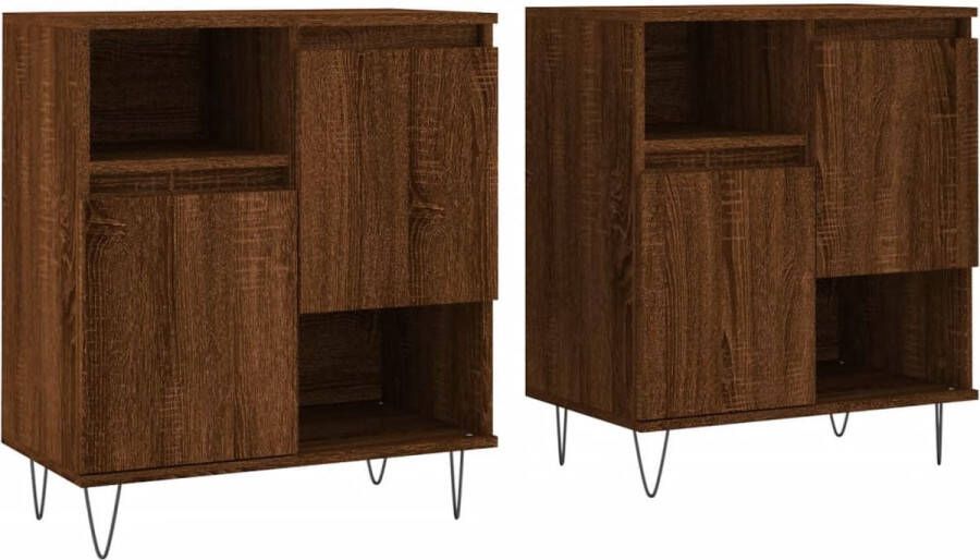 VidaXL -Dressoirs-2-st-bewerkt-hout-bruineikenkleurig - Foto 2