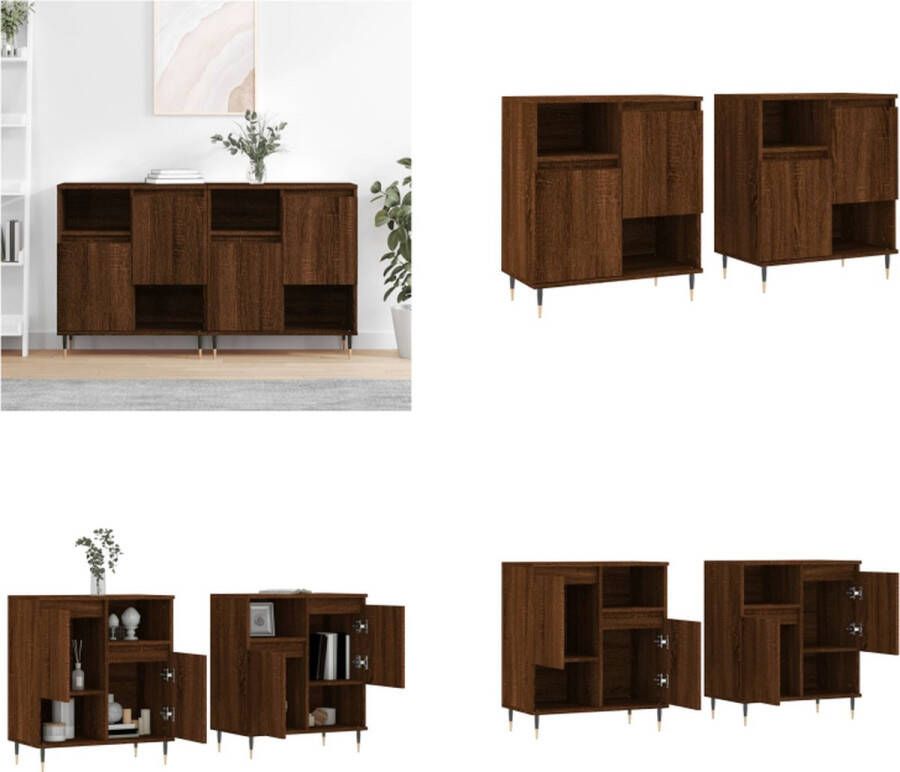 VidaXL -Dressoirs-2-st-bewerkt-hout-bruineikenkleurig Dressoir Dressoirs Kast Wandkast - Foto 2