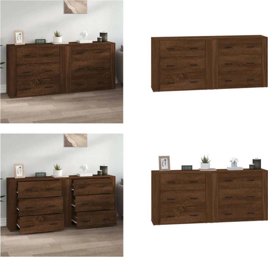 vidaXL Dressoirs 2 st bewerkt hout bruineikenkleurig Dressoir Dressoirs Kast Wandkast