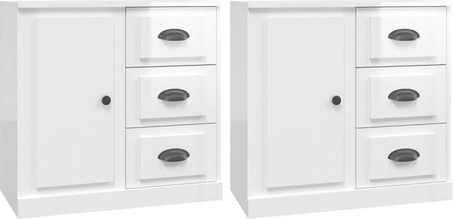 VidaXL -Dressoirs-2-st-bewerkt-hout-hoogglans-wit - Foto 9