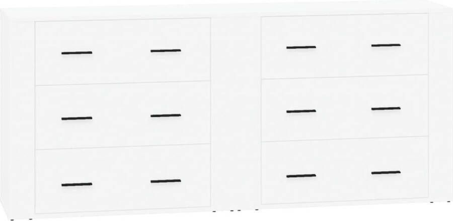 VidaXL -Dressoirs-2-st-bewerkt-hout-hoogglans-wit