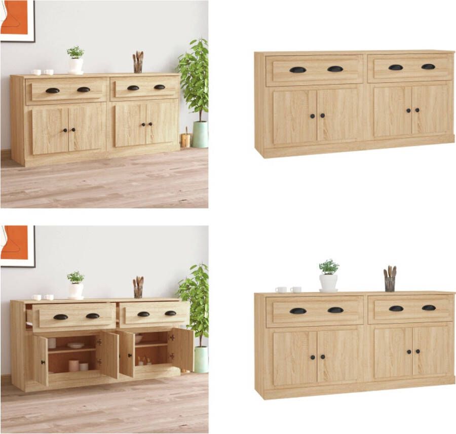 vidaXL Dressoirs 2 st bewerkt hout sonoma eikenkleurig Dressoir Dressoirs Kast Wandkast